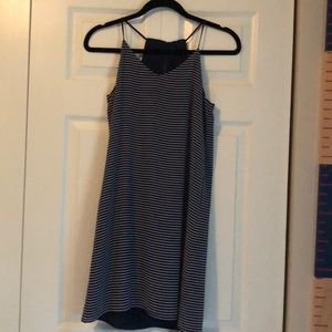 Navy and white striped dress